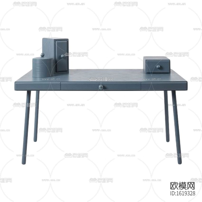 简欧蓝色实木书桌下载