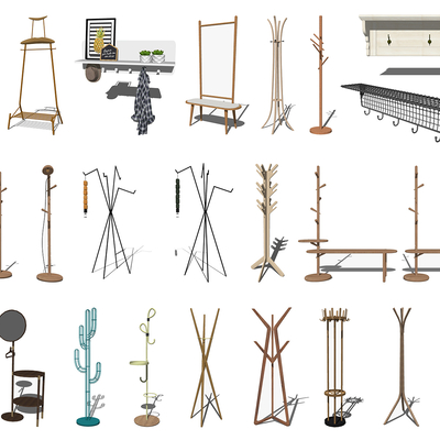  现代衣帽架su模型 