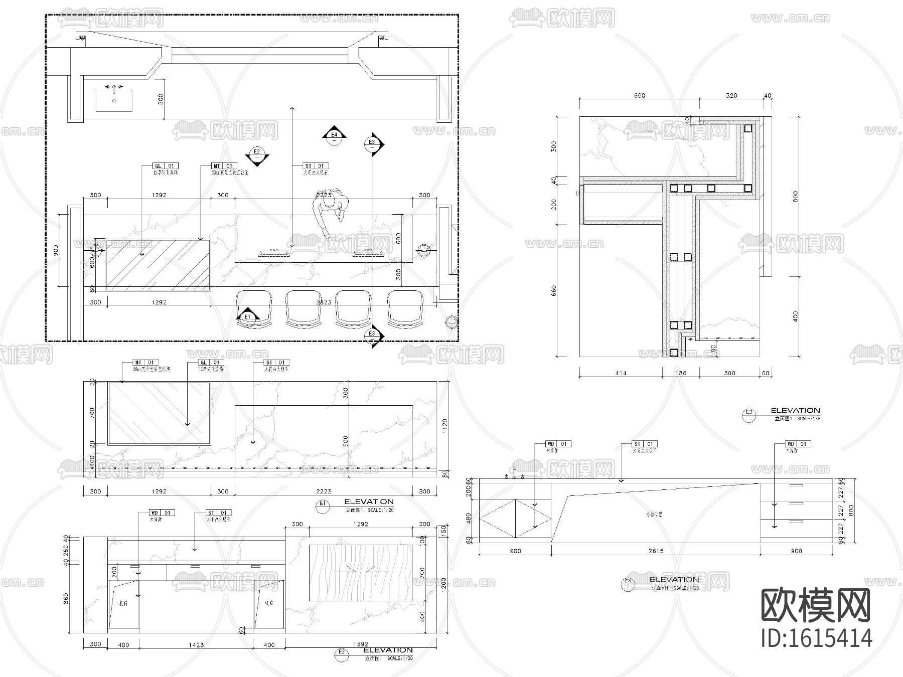 餐厅cad施工图下载（渲染图5）