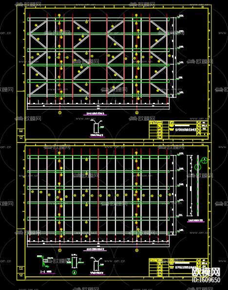 某广场LED显示屏钢结构cad施工图下载（渲染图7）