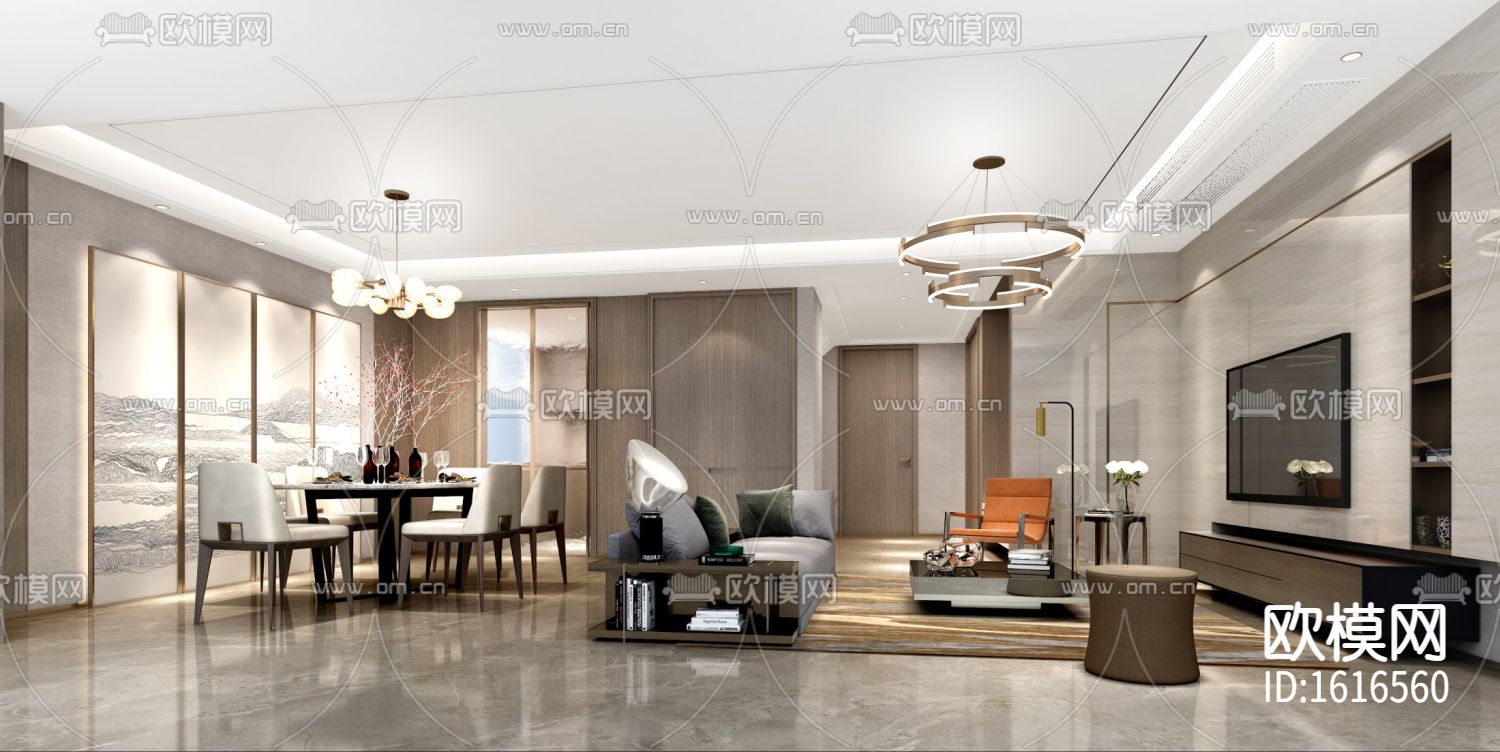 现代软装cad施工图下载（渲染图1）