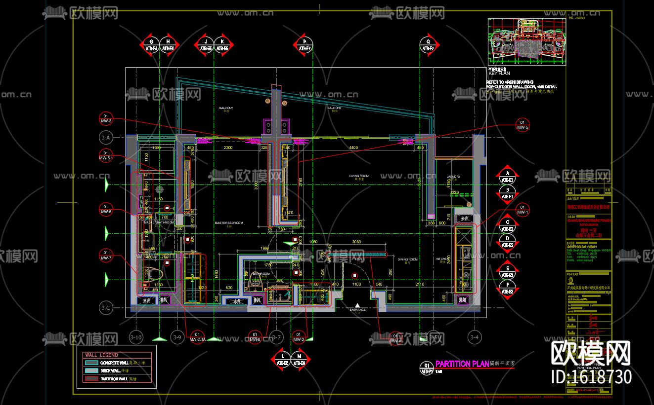 现代单人公寓设计cad施工图下载（渲染图4）