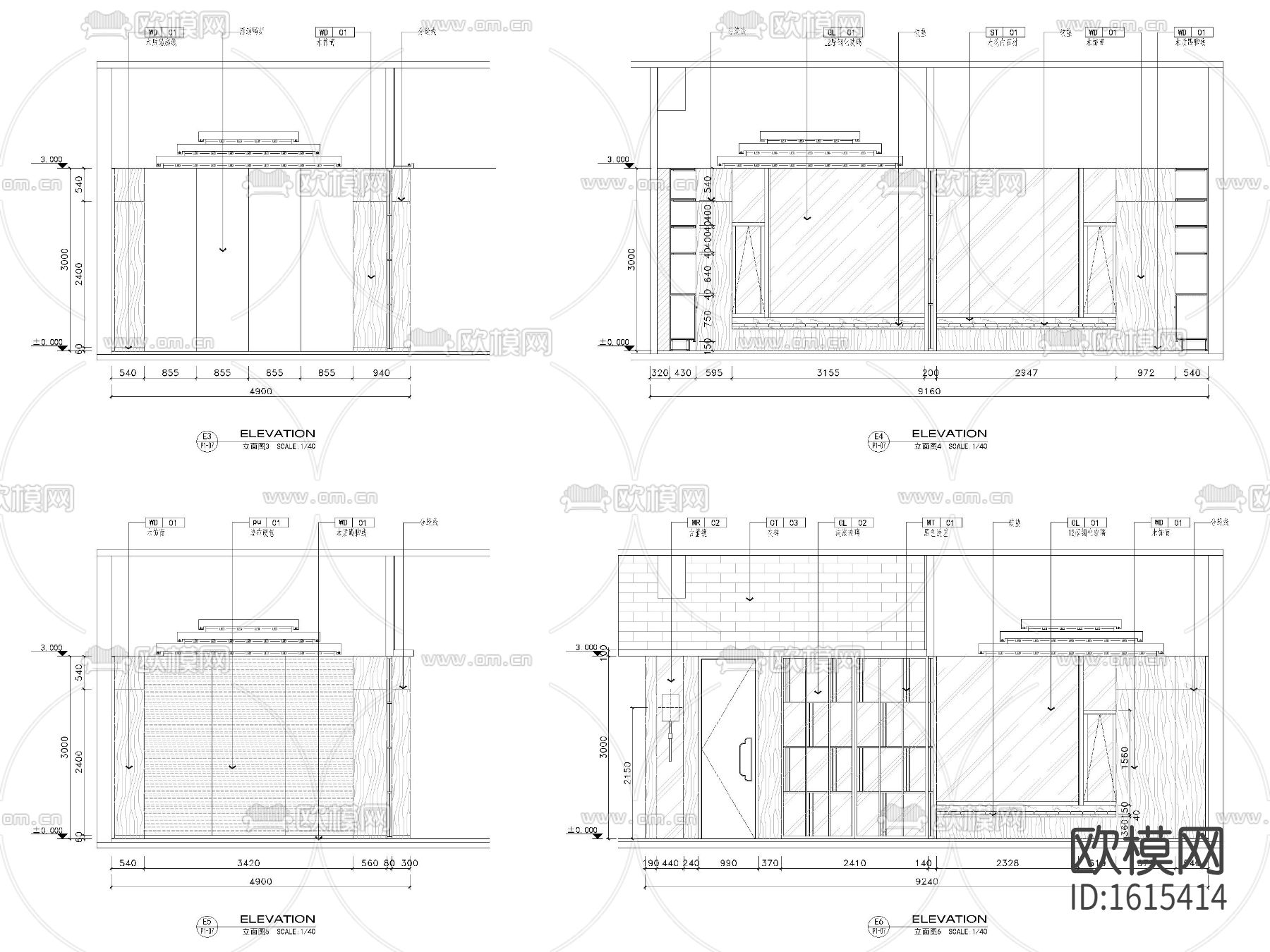 餐厅cad施工图下载（渲染图3）