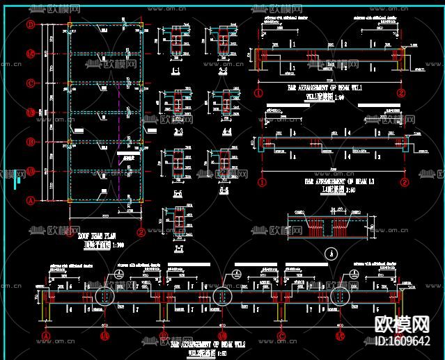 单层混凝库房带屋顶设备cad施工图下载（渲染图8）