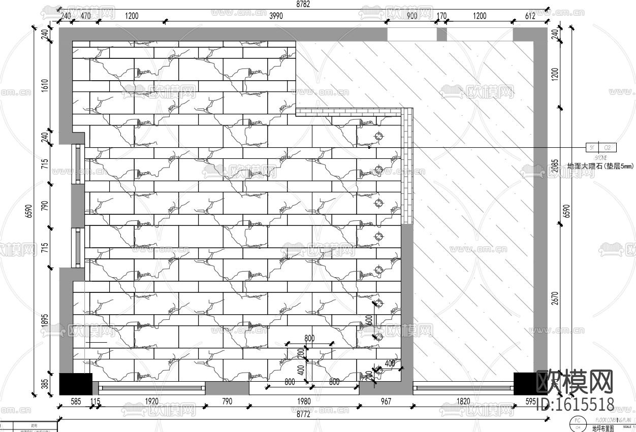 美食烤肉餐厅cad施工图下载（渲染图1）