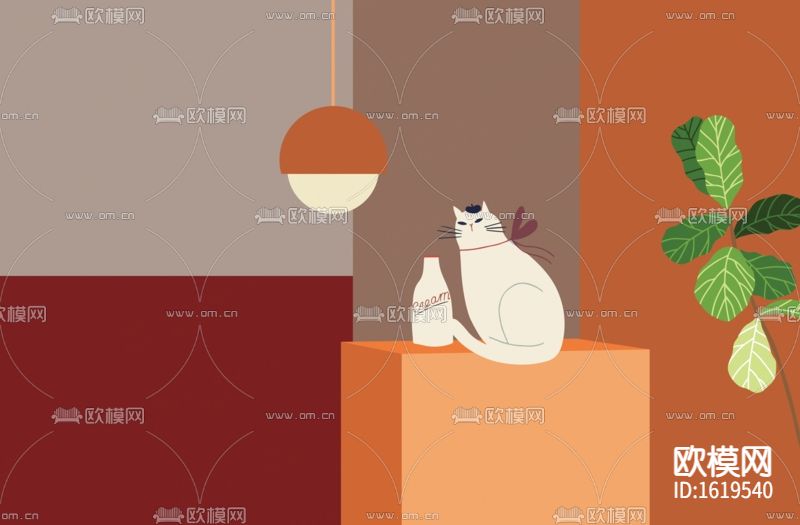 北欧简约彩色卡通印花壁纸