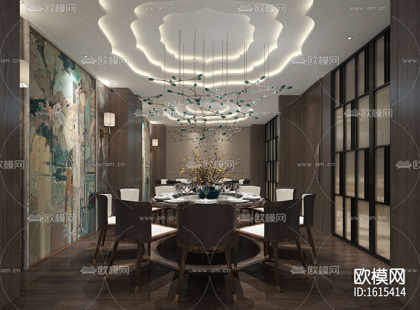 餐厅cad施工图下载（渲染图8）