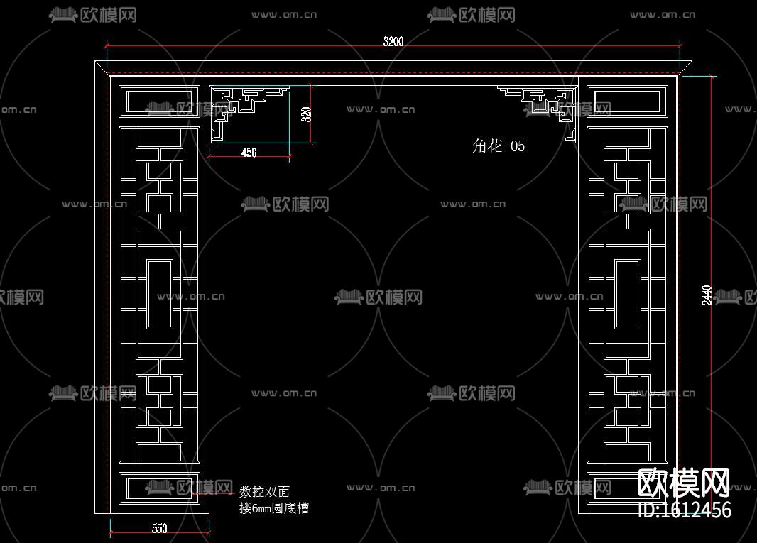 屏风隔断cad图库下载（渲染图6）