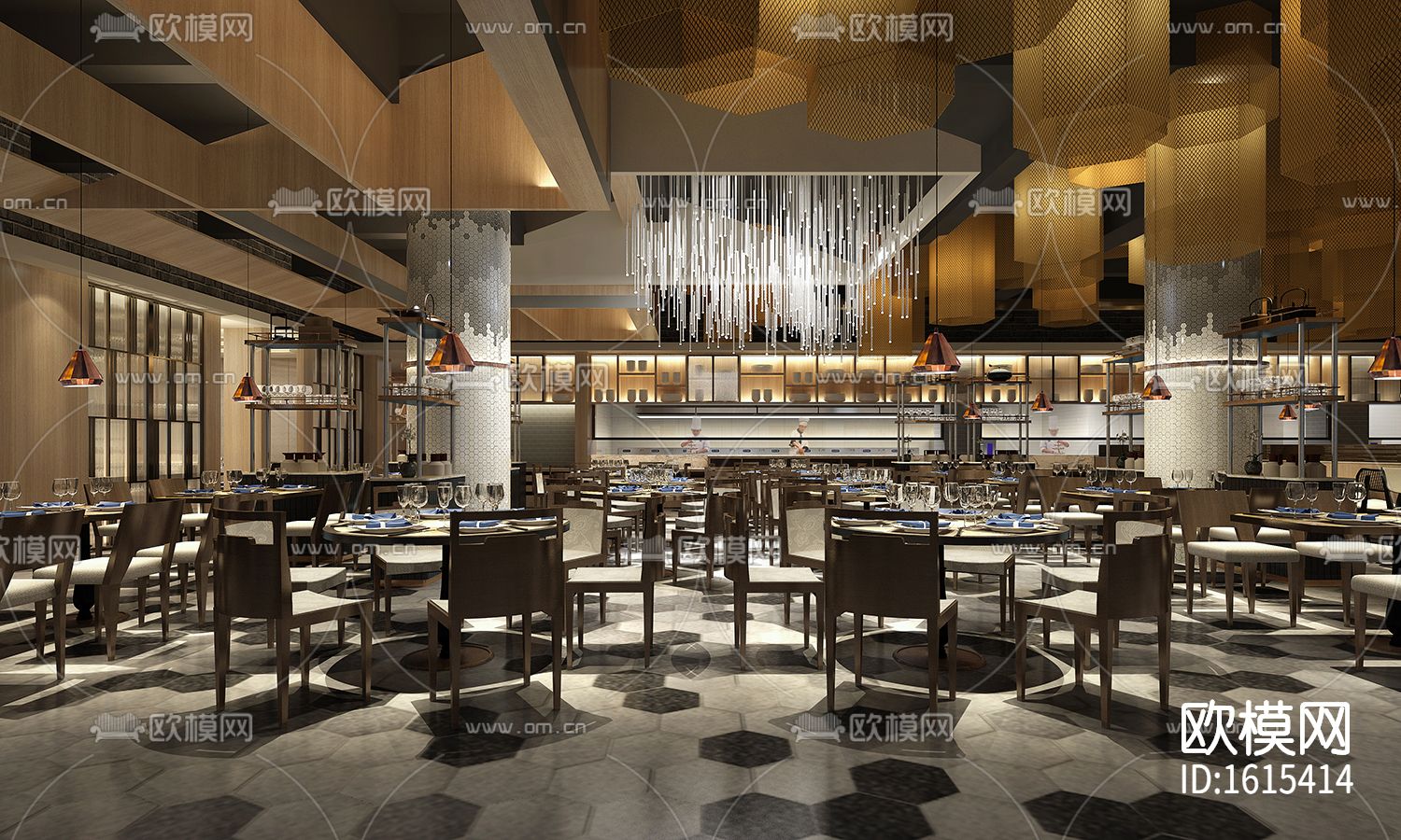 餐厅cad施工图下载（渲染图6）