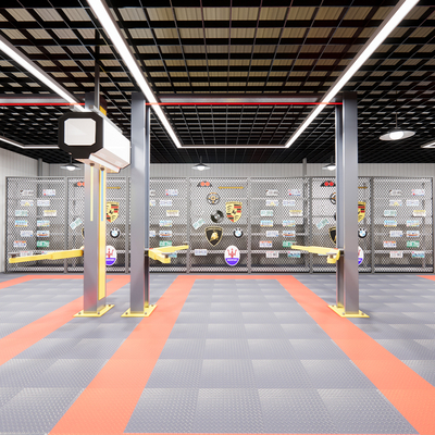  现代汽修店su模型 