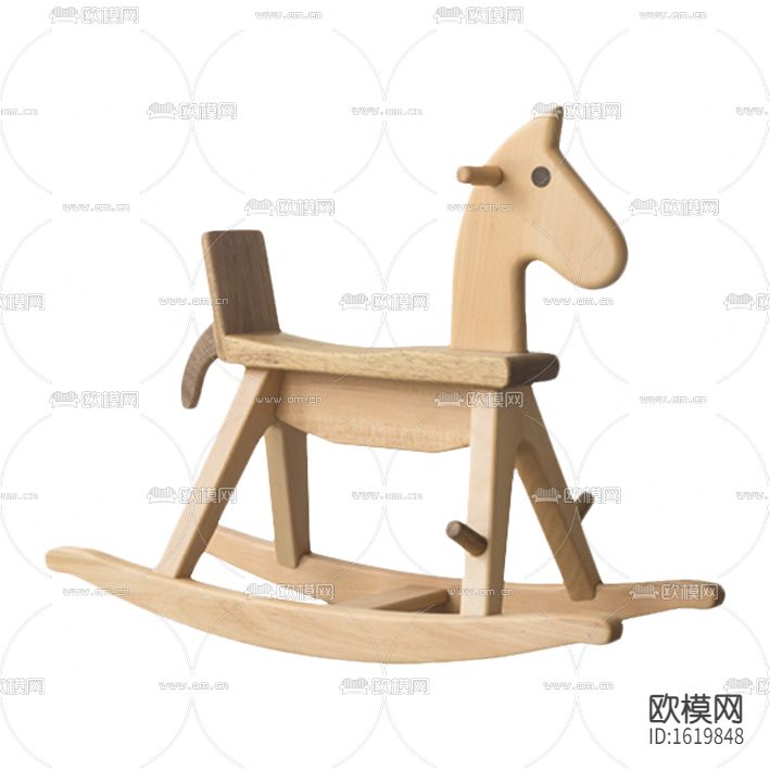 北欧简约实木手工木马摇椅儿童椅