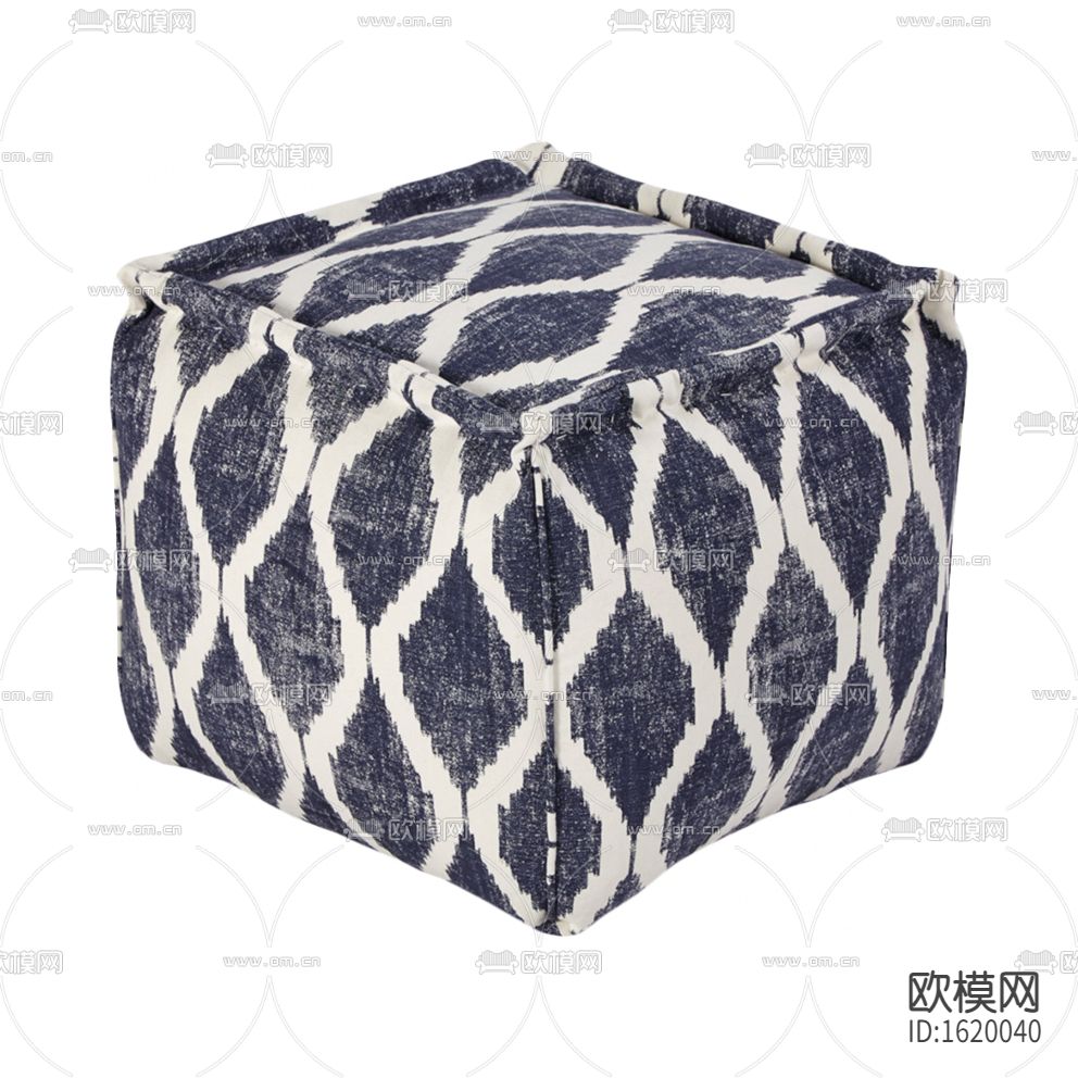 北欧简约创意蓝白色条纹布艺沙发凳下载