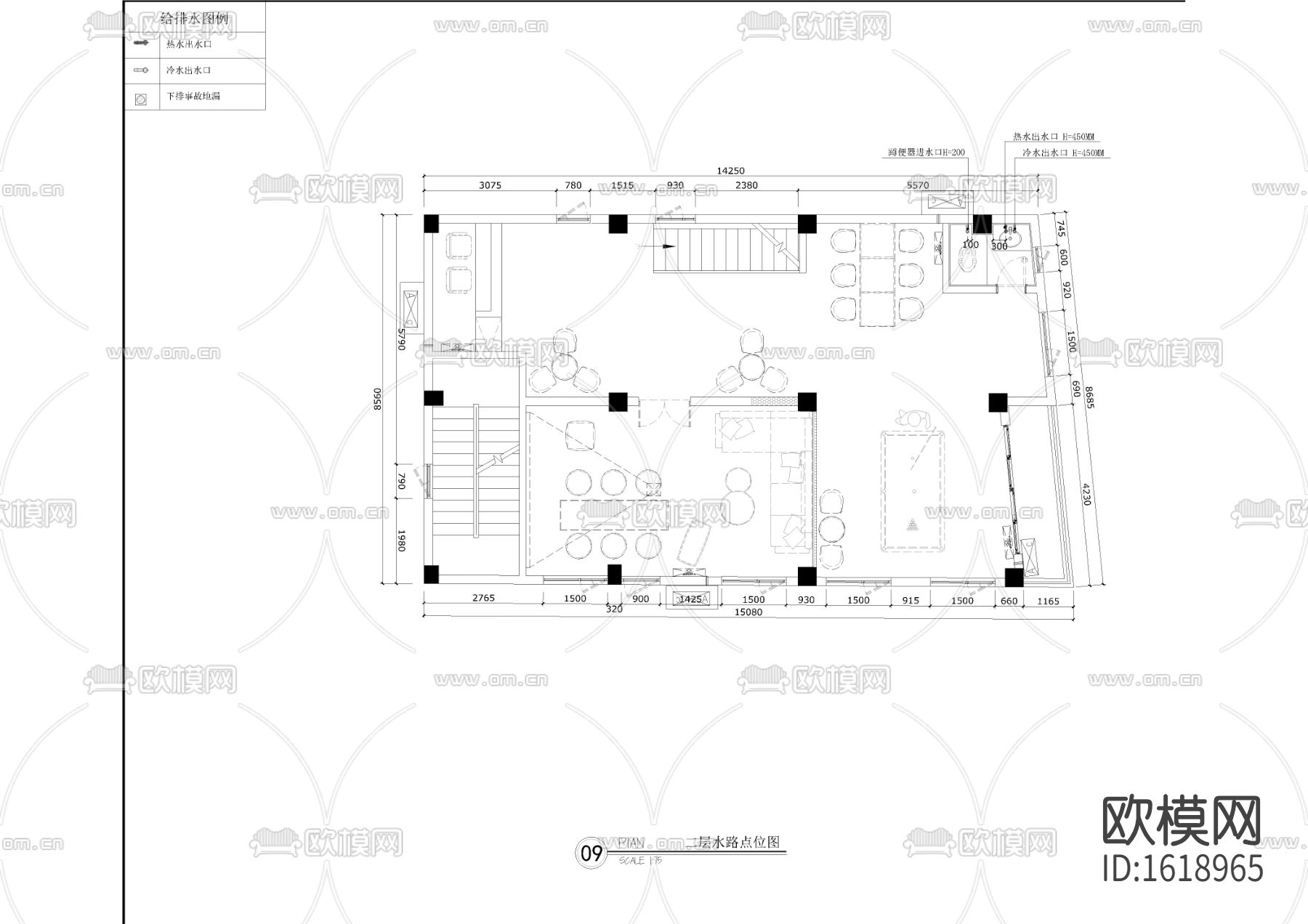 住宅大堂cad水电点位图下载（渲染图2）