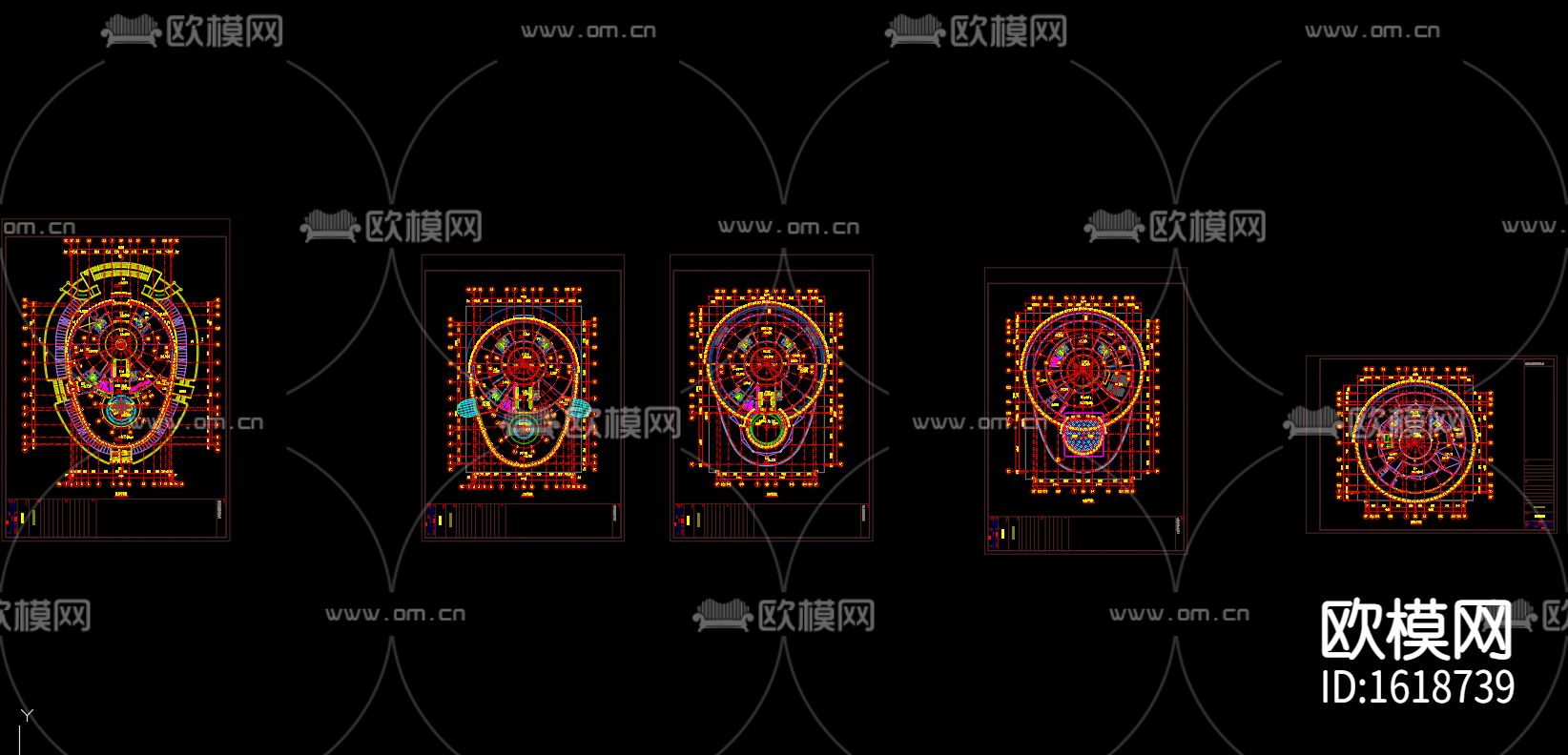 4层框剪结构科技馆幕墙cad施工图下载（渲染图6）