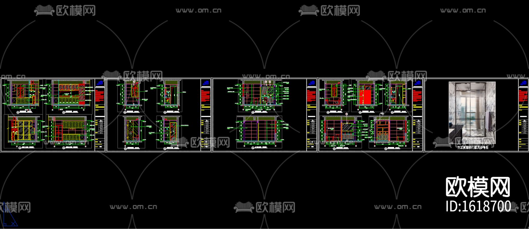 三居样板房装修cad施工图下载（渲染图6）