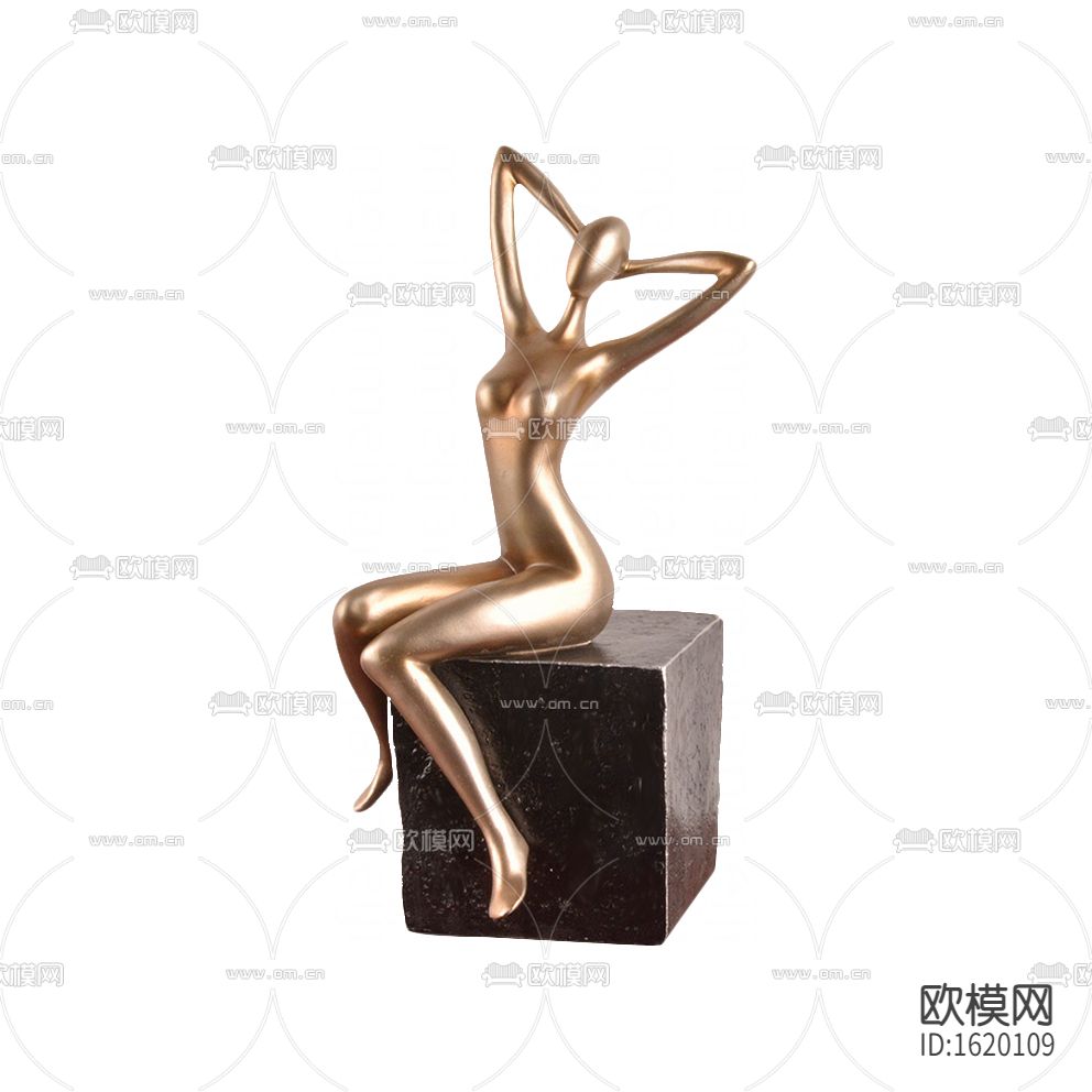 现代抽象金属人像摆件