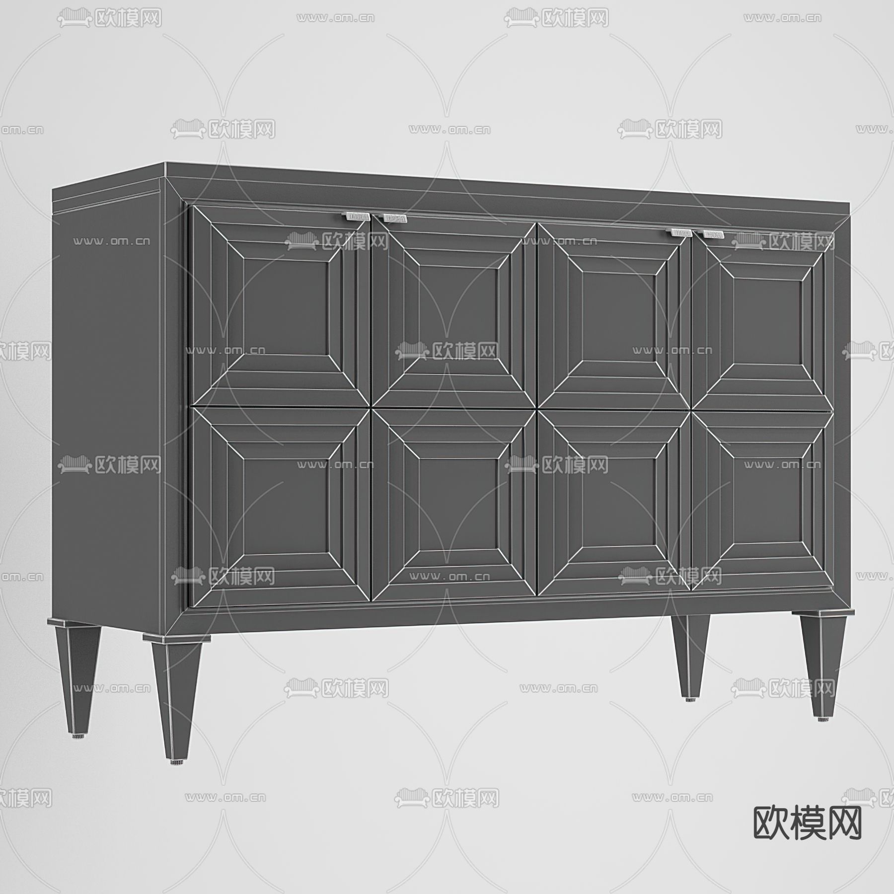 美式实木边柜斗柜3d模型下载（渲染图2）