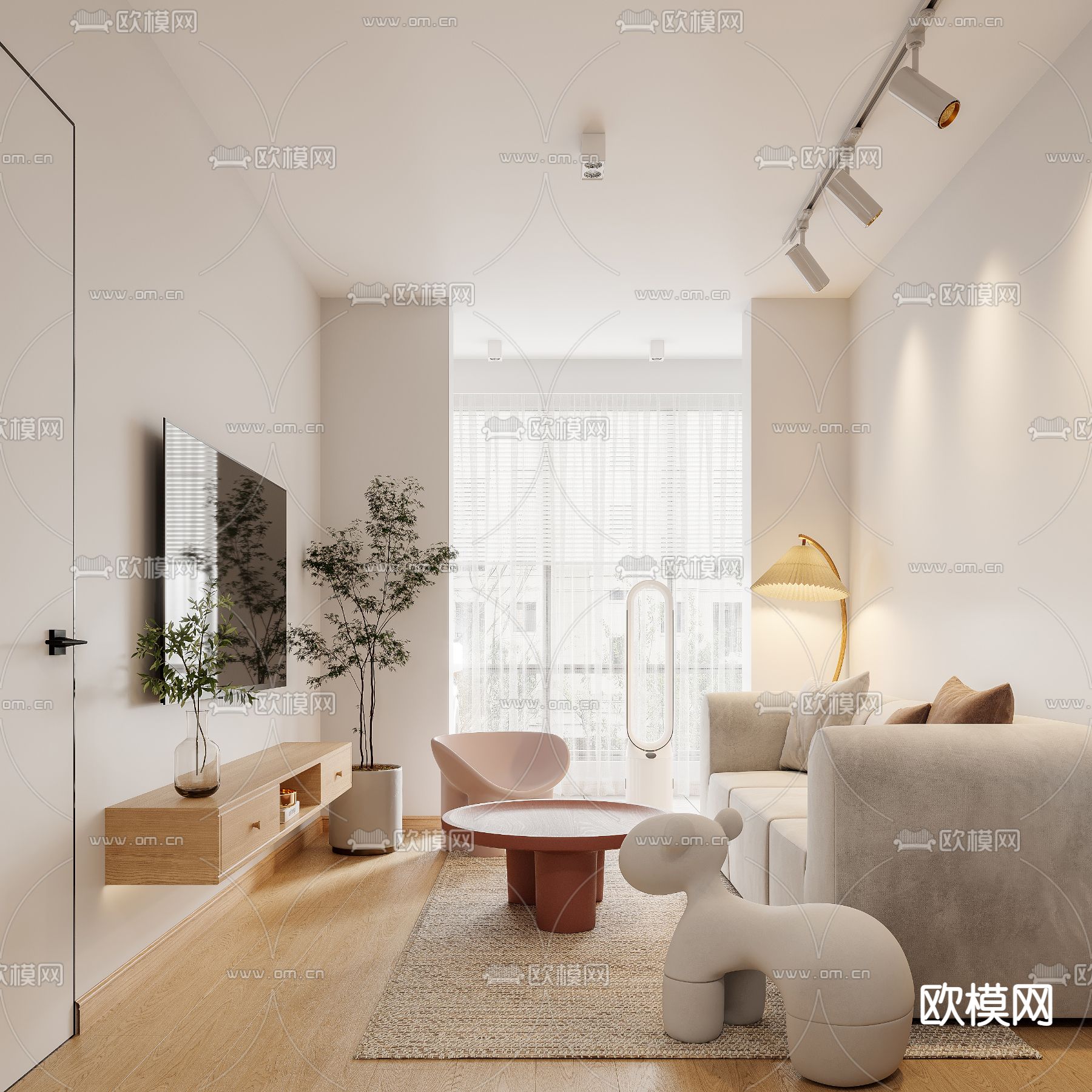 北欧公寓客厅厨房3d模型