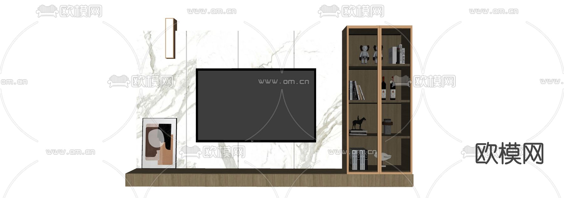 现代电视背景墙su模型下载（渲染图2）