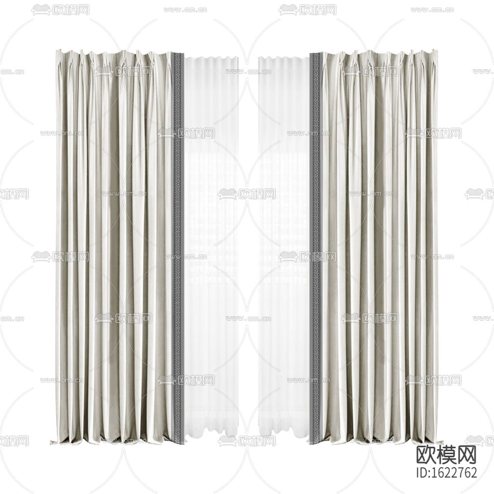 现代简约白色布艺提花收边遮光窗帘下载