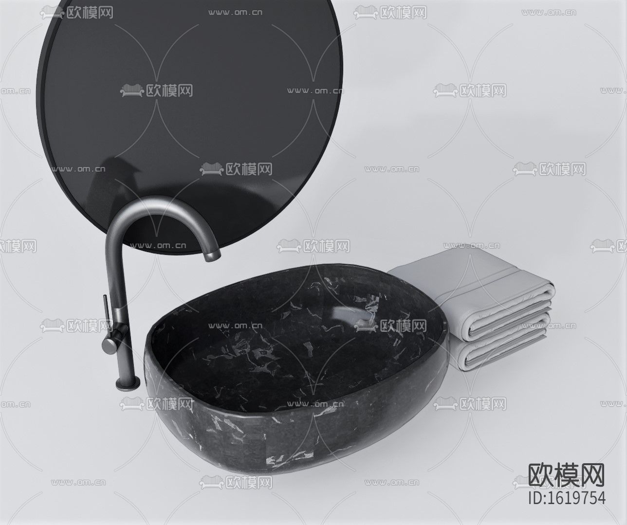 现代石头台盆su模型下载（渲染图1）