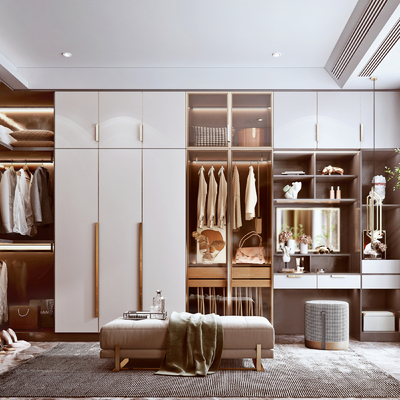  现代衣帽间su模型 