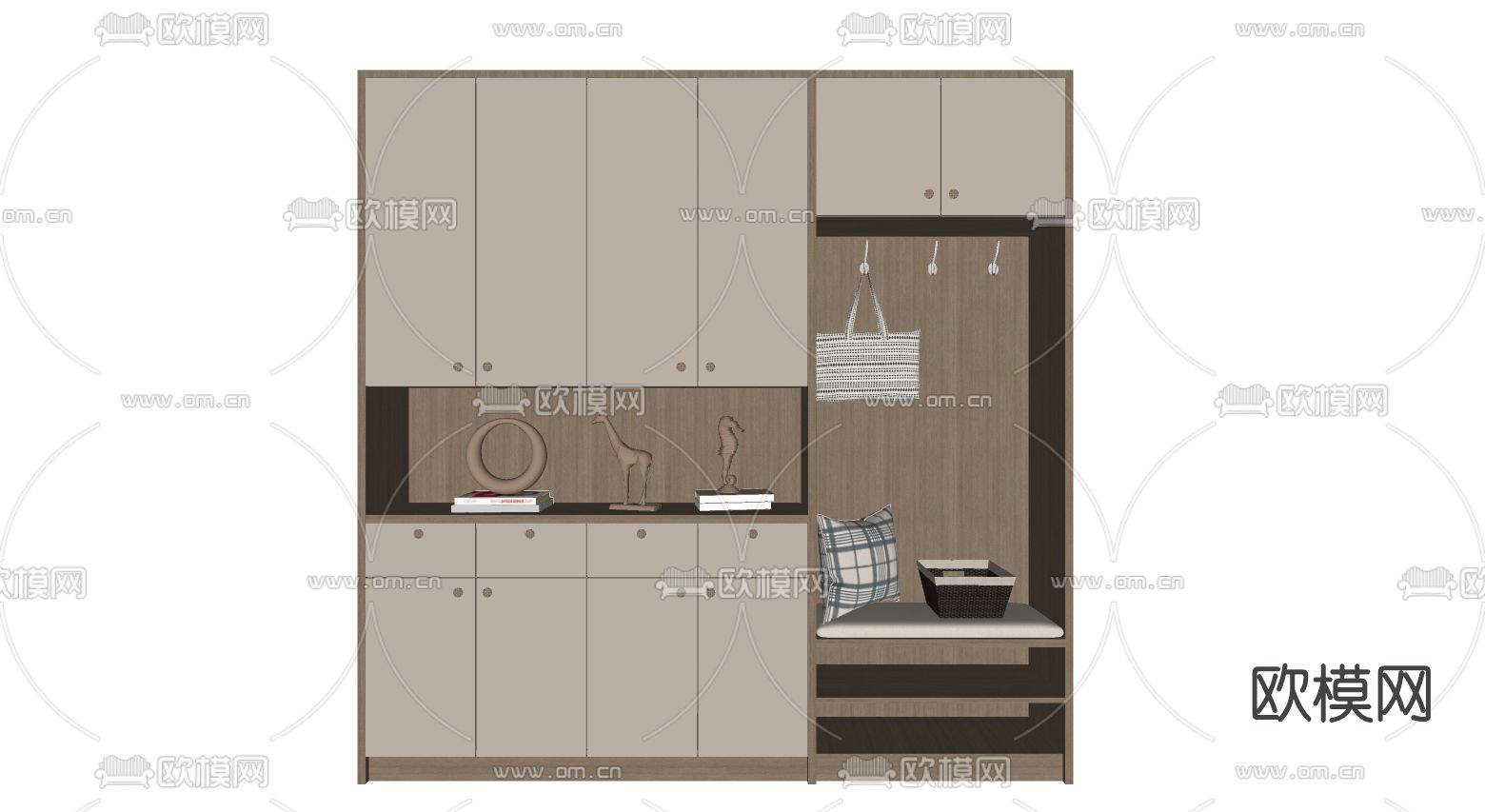 现代多功能鞋柜su模型下载（渲染图2）