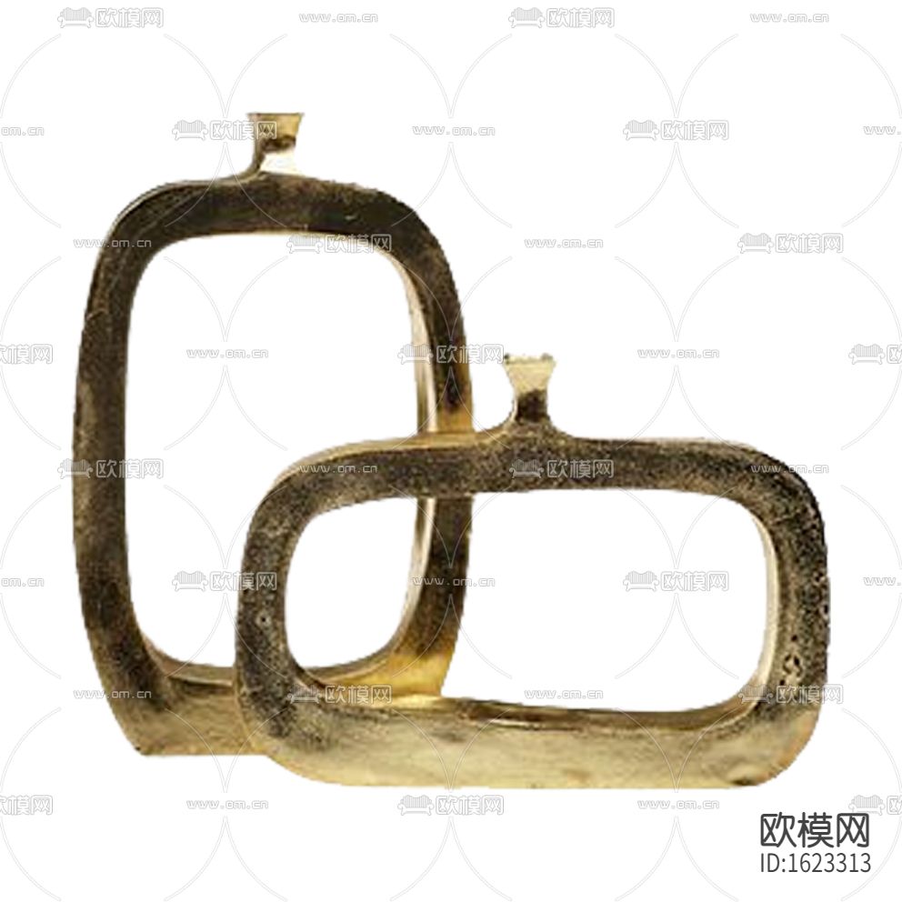 现代轻奢金色陶瓷镂空花瓶下载