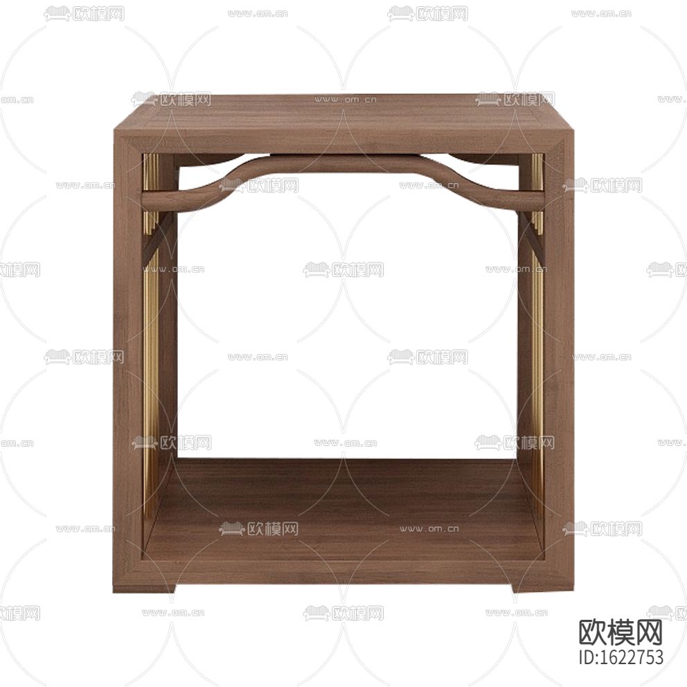 新中式简约禅意实木方形边几下载