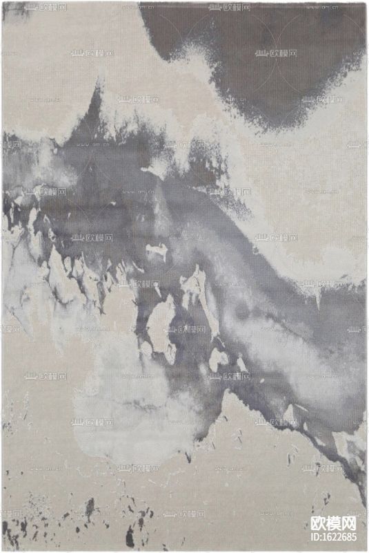 新中式简约灰色抽象印花布艺地毯下载