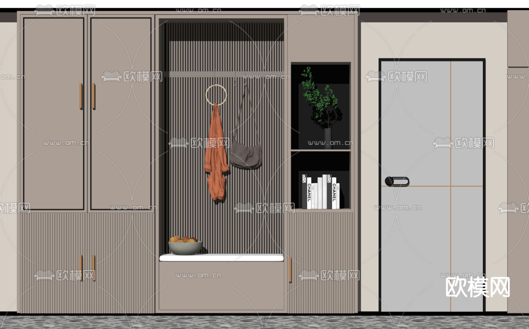 现代玄关鞋柜su模型下载