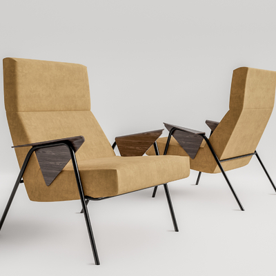 现代布艺单椅su模型