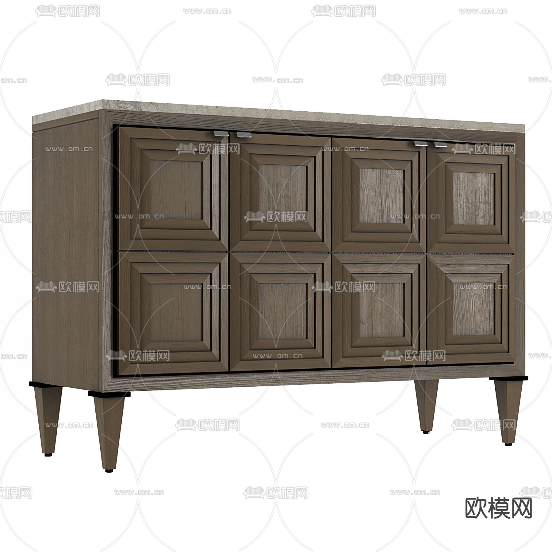 美式实木边柜斗柜3d模型下载（渲染图3）