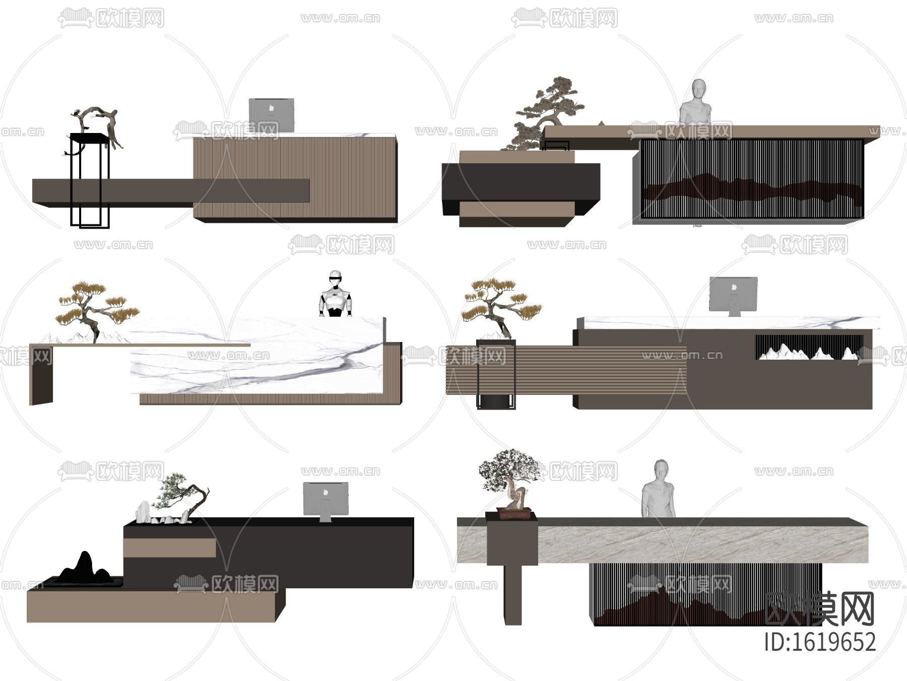 现代轻奢接待台su模型下载
