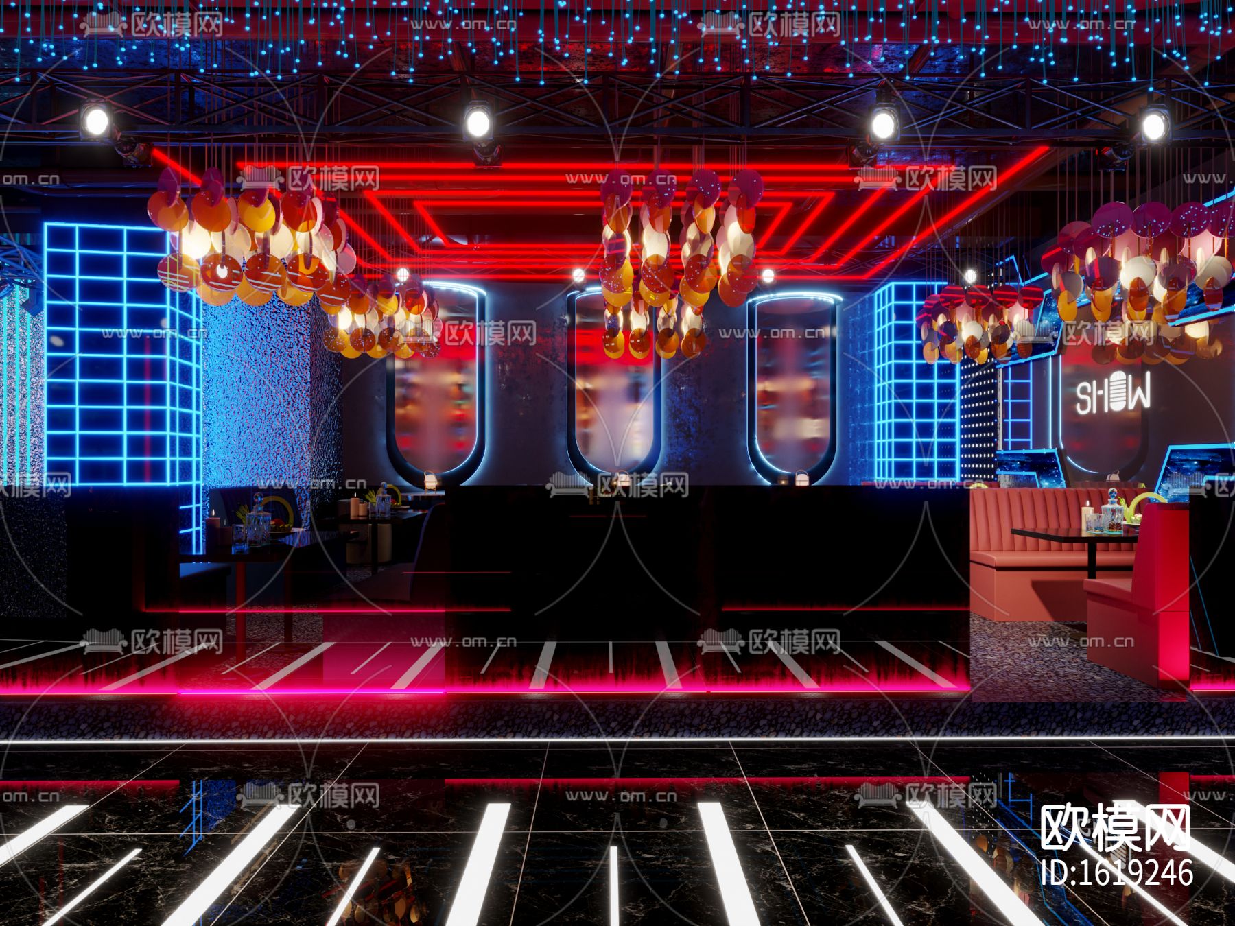 现代音乐餐吧酒吧3d模型下载（渲染图7）