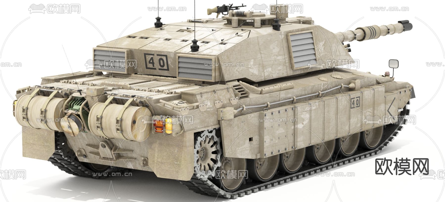 现代挑战者坦克3d模型下载（渲染图2）