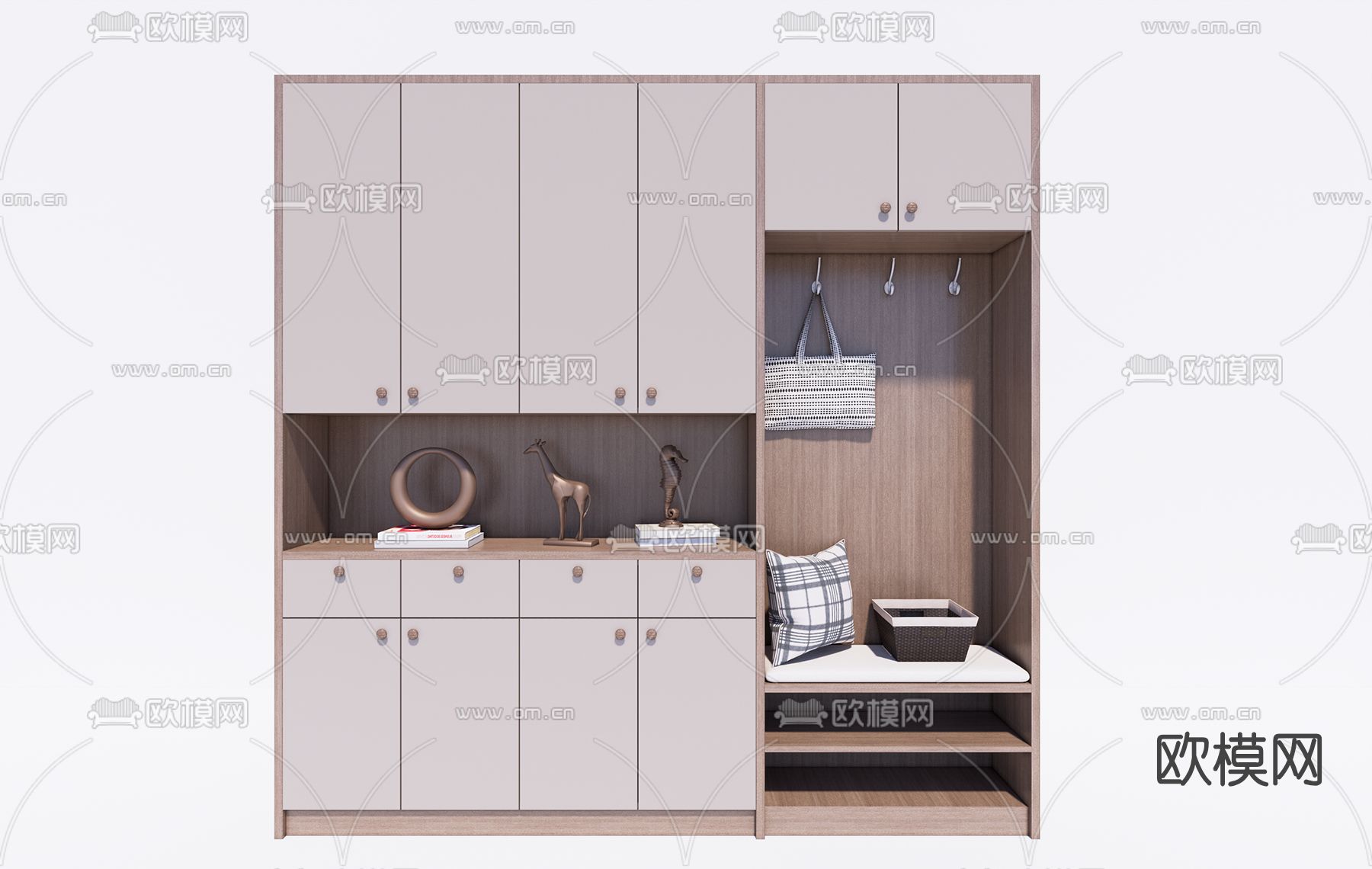 现代多功能鞋柜su模型下载（渲染图1）