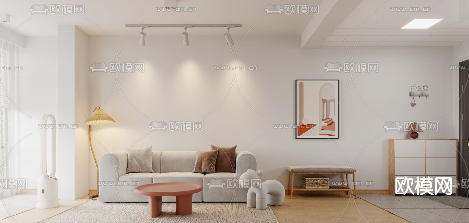 北欧公寓客厅厨房3d模型
