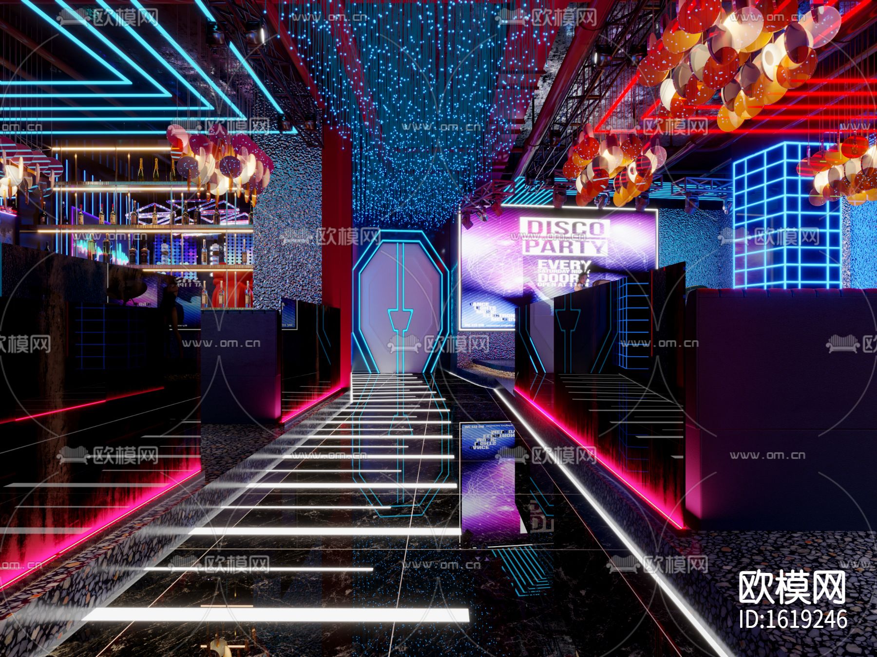 现代音乐餐吧酒吧3d模型下载（渲染图3）