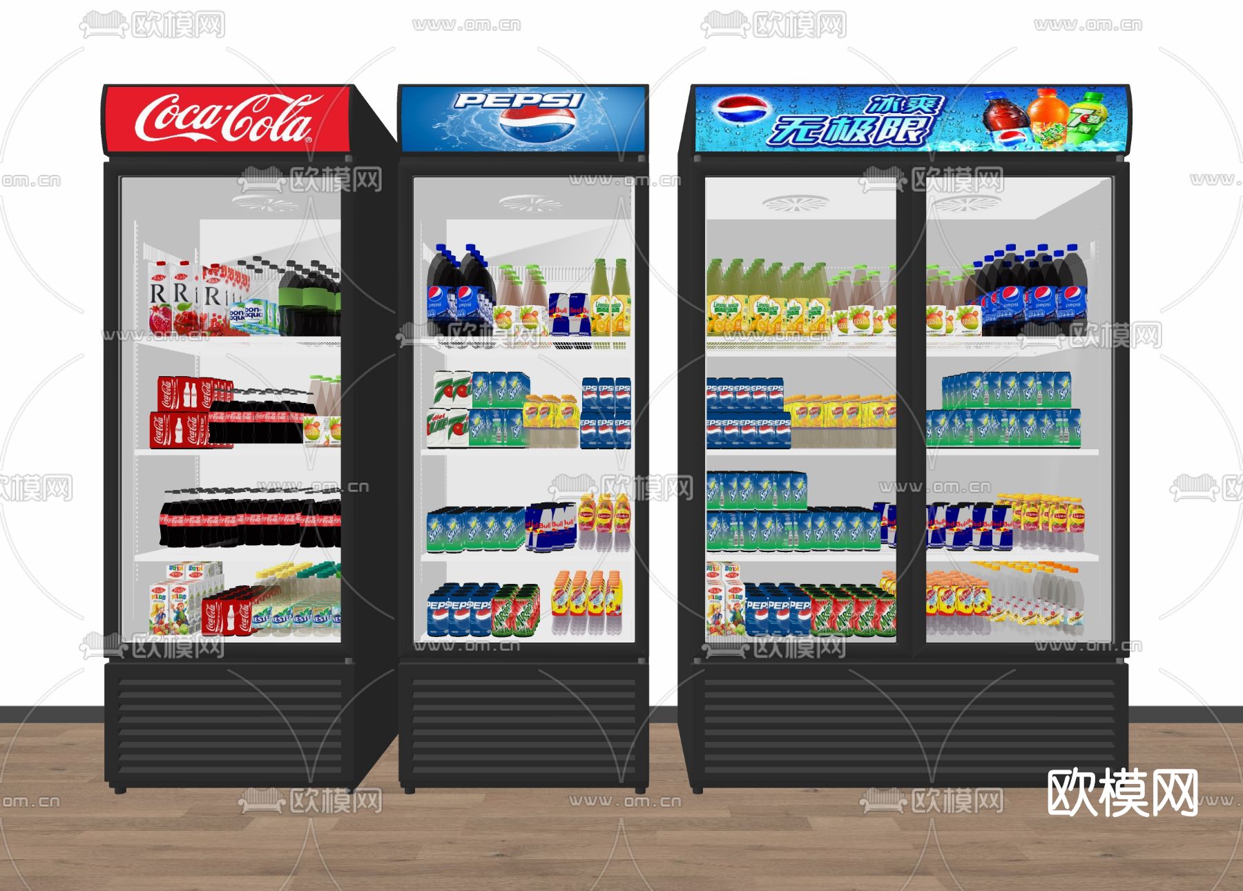 现代冰柜冷藏柜冷饮柜展示柜su模型下载（渲染图2）