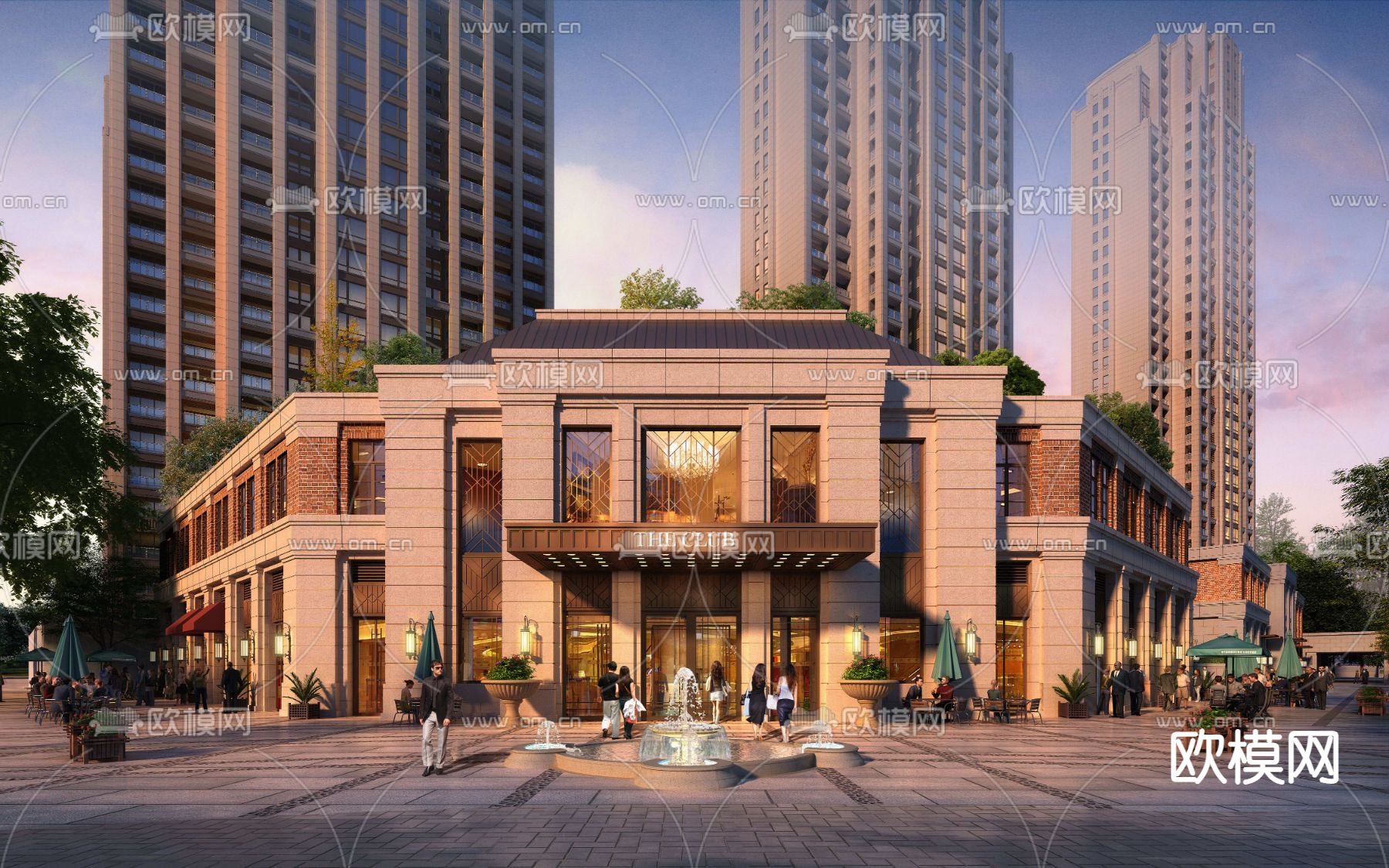简欧售楼处建筑外观3d模型