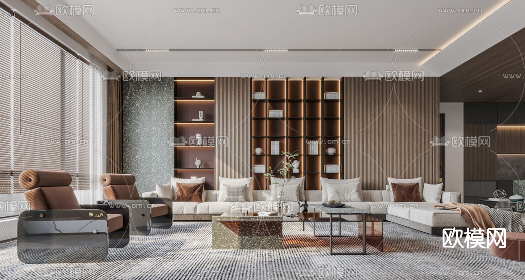 现代客厅su模型下载