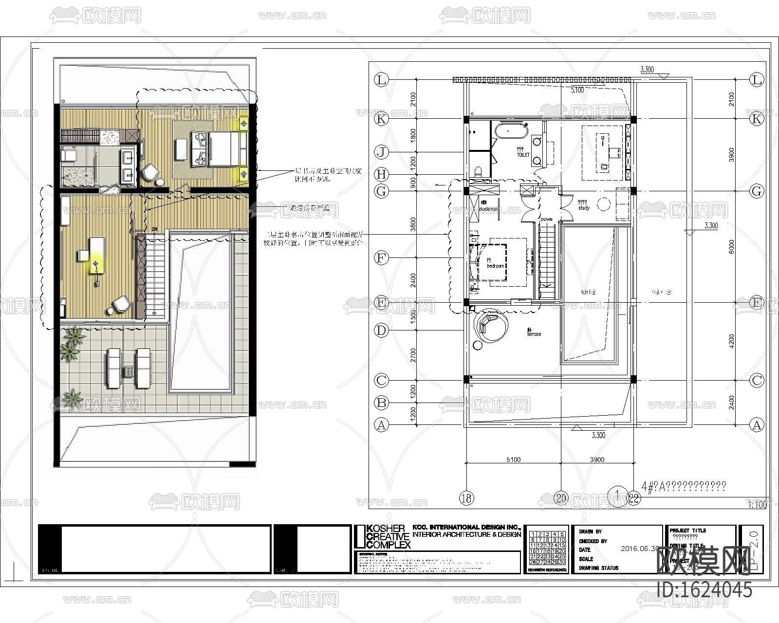 现代二居室联排别墅装修施工图下载（渲染图5）