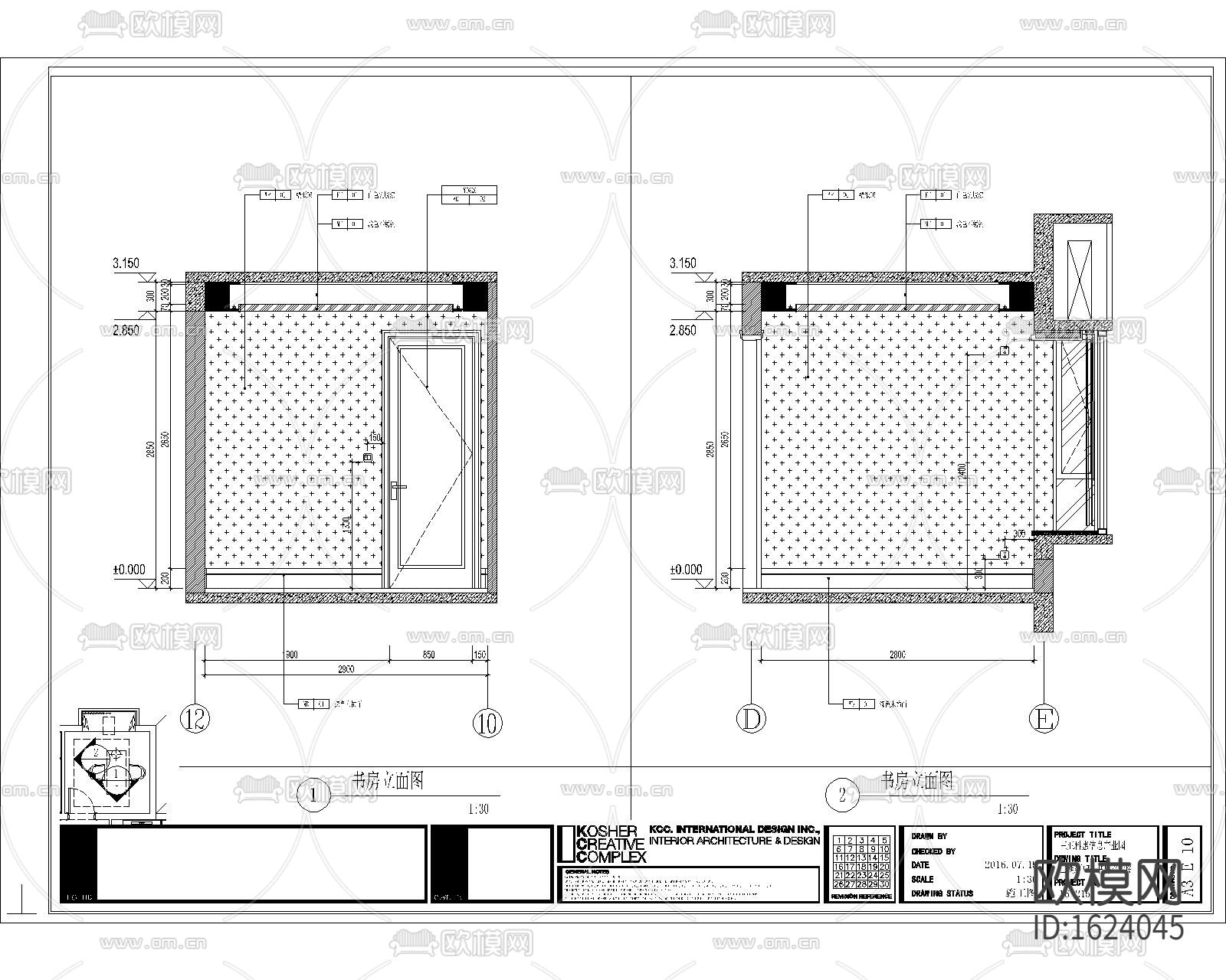 现代二居室联排别墅装修施工图下载（渲染图3）