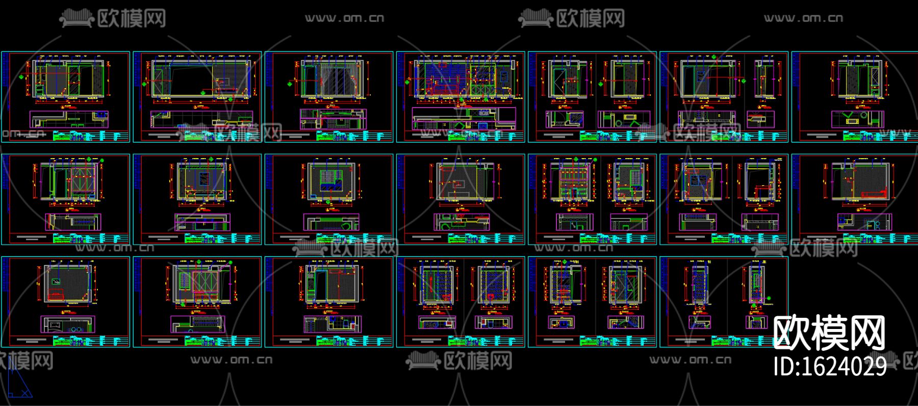 现代简约80㎡二居室住宅装修施工图设计CAD图纸下载（渲染图4）