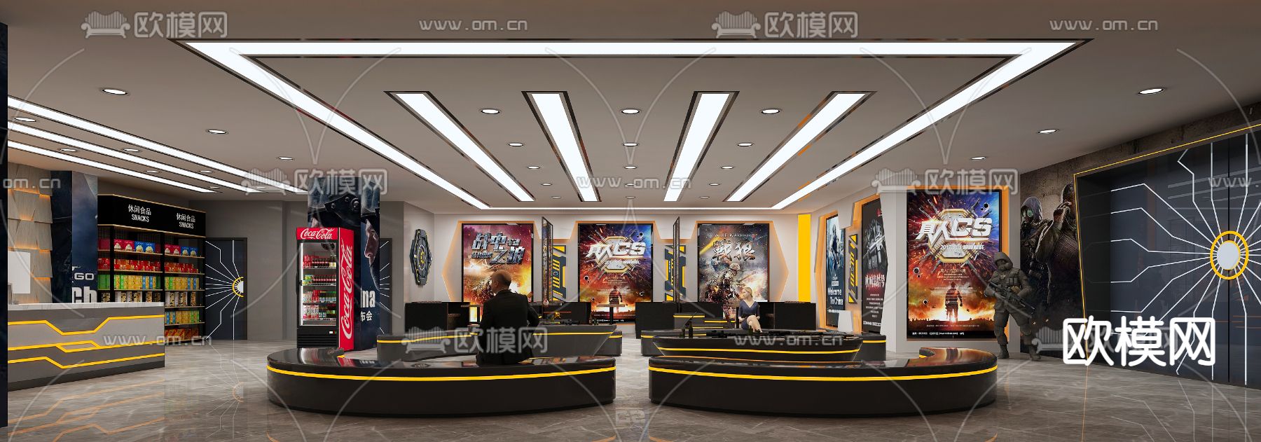 现代真人cs体验馆免费3d模型下载（渲染图2）