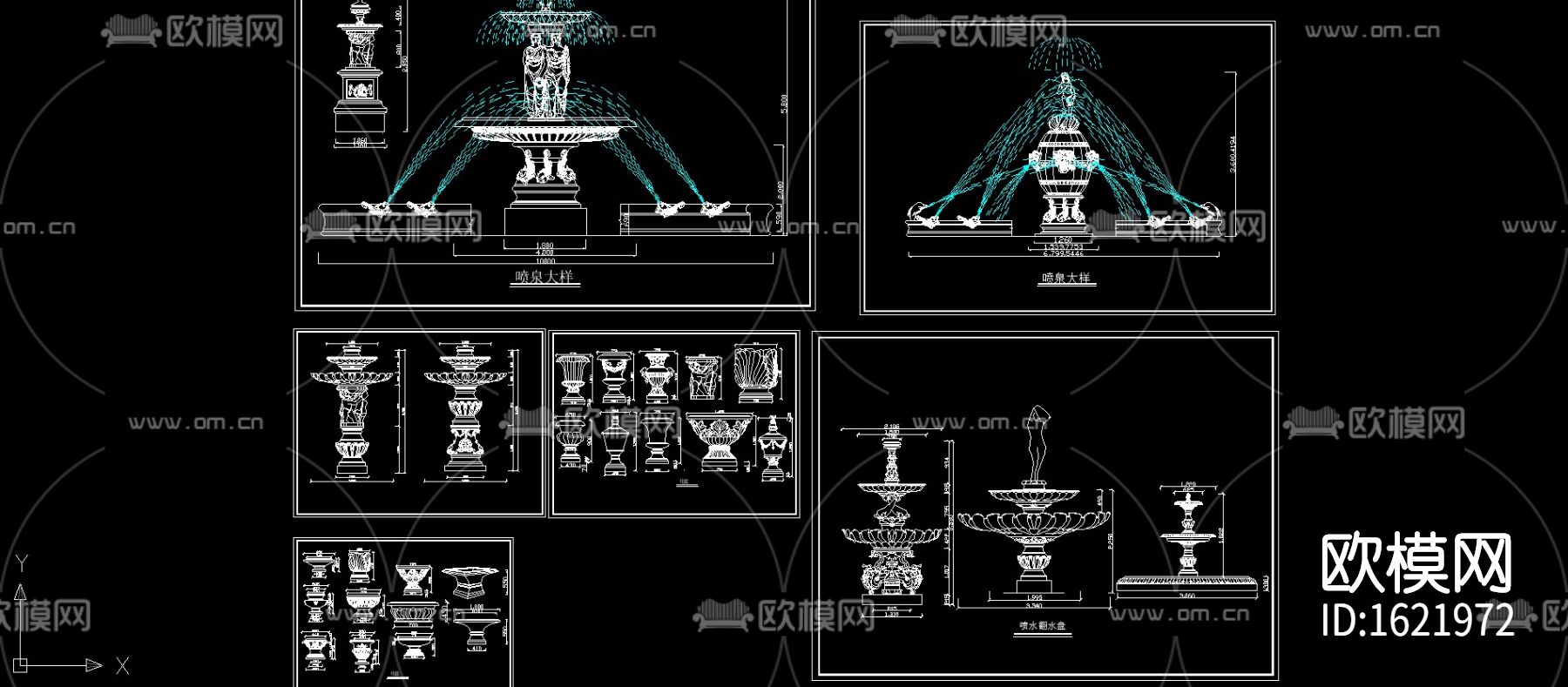 欧式喷泉花钵节点大样图下载