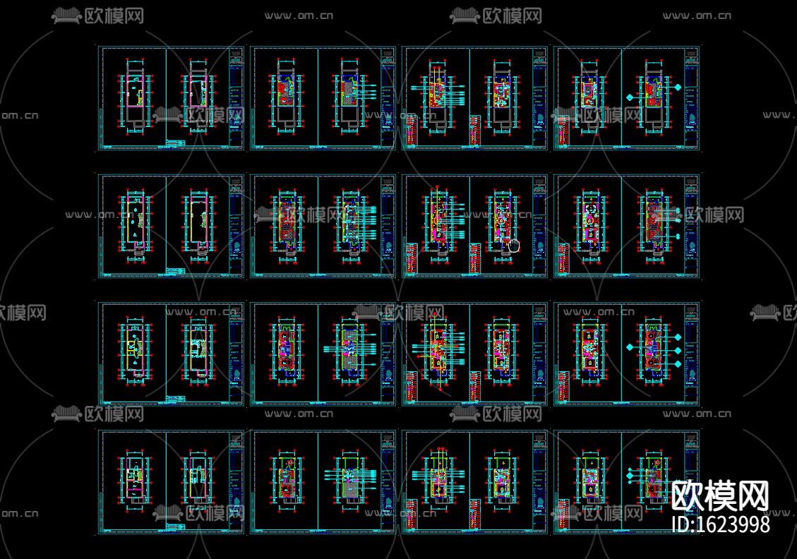 现代三居联排别墅样板间施工图下载（渲染图5）