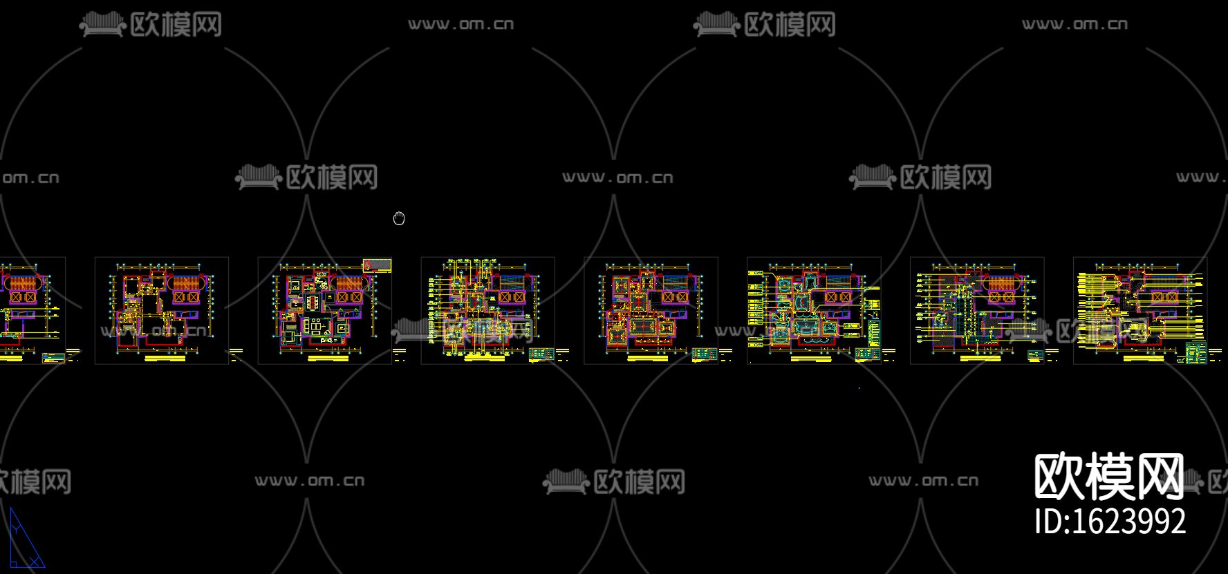 新中式三居室样板房装修施工图下载（渲染图6）