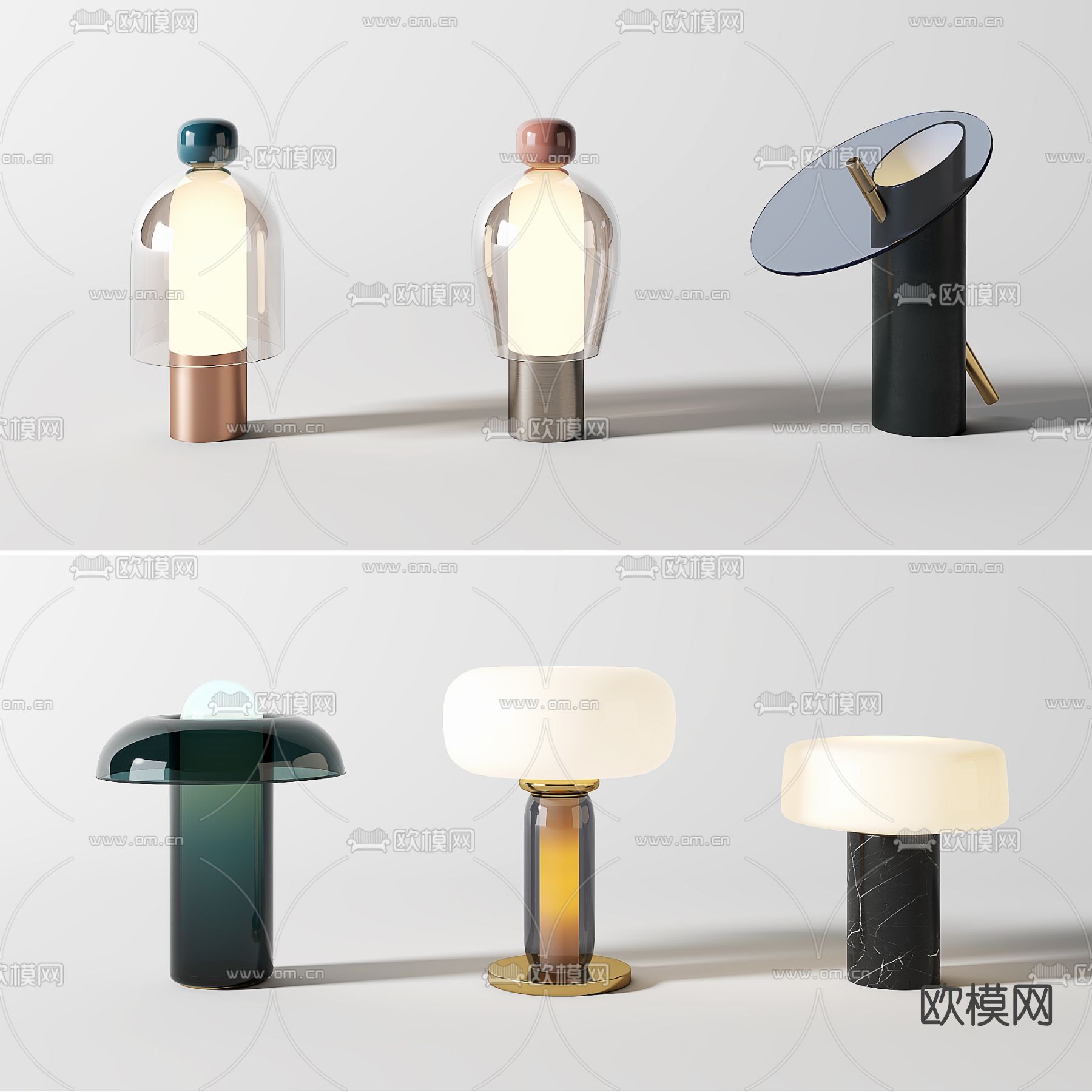 现代玻璃台灯3d模型